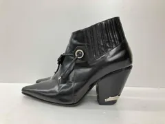 TOGA PULLA トーガ プルラ ポインテッドトゥ チャンキーヒールコンチョショートブーツ 09190 サイズ36 ブラック 通年