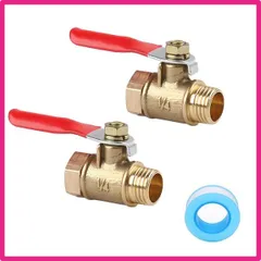 まちの波 エアーバルブ ボールバルブ 2個入り 1/4＂ メス-オス ドレンコック 真鍮材質 防錆性 良好な気密性 長寿命 180度操作ハンドル 厚みの増加40g