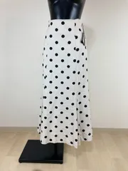 Aga ロングスカート　ベージュ×黒 水玉　SB0001