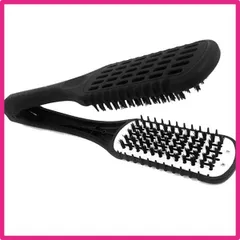 ツインブラシ ストレートブラシ 髪ブラシ 縮毛 櫛 サラサラ ブラック/ホワイト