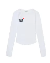 新品 韓国 aeae 長袖Tシャツ ポルカドットプリント 白 M