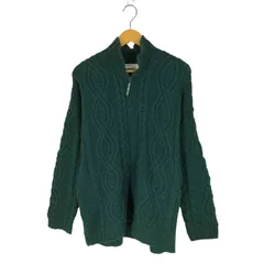 アランクラフト aran crafts 80S~90S アイルランド製 100%メリノウール フィッシャーマン  ジップニット メンズ import：L 