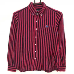 【美品】パーリーゲイツ 長袖シャツ ピンク×ネイビー ストライプ ボタンダウン レディース 1(M) ゴルフウェア PEARLY GATES