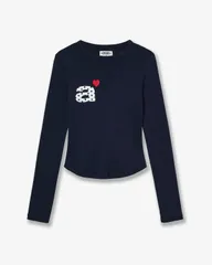 新品 韓国 aeae 長袖Tシャツ ポルカドットプリント ネイビー
