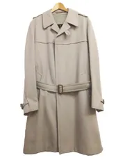 LANVIN ランバン コート アウター ステンカラーコート C-OY1002 ベージュ系 R50サイズ ベルト付 ウール 毛    PARIS メンズ  E430M