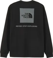 ザ・ノース・フェイス THE NORTH FACE アウトドア ロングスリーブバックスクエアロゴティー メンズ 長袖 Tシャツ ロンT トップス 速乾 コットンライク バックプリント 普段着 部屋着 リブ袖  NT32442 KK ブラック×ブラック