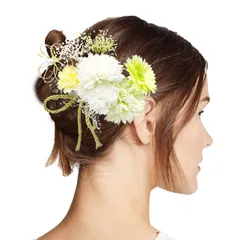 和装 髪飾り 9点セット 花 ドライフラワー リボン ヘアピン uピン 和風 七五三 成人式 卒業式 和装 浴衣 着物 振袖 袴 髪飾り ヘアアクセサリー (9点セット グリーン)