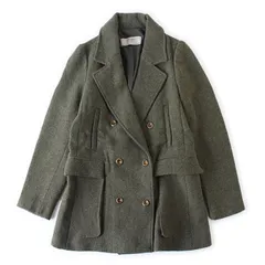 HR0439 未使用 ZARA ザラ ダブルコート ピーコート S カーキグリーン 緑 ウール混