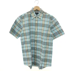 BURBERRY LONDON バーバリーロンドン 半袖シャツ サイズ:M ノバチェック/コットンリネン    ブルー メンズ / 241007003194