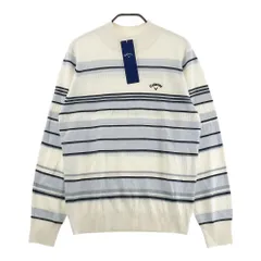 サイズ：L CALLAWAY キャロウェイ  ウール混 モックネック ニットセーター ボーダー柄 ホワイト系 [240101574246] ゴルフウェア レディース ストスト