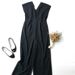 Audrey and John Wad オードリーアンドジョンワッド Vネック オールインワン サロペット パンツ S 黒 ブラック(97Y＋8144)26H