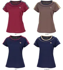 フィラ FILA テニス ゲームシャツ レディース ウェア テニスウェア 半袖 バックホールメッシュ テニスラケットプリント 吸湿 吸水 速乾 UV 部活 練習 トレーニング  VL2948 20 フィラネイビー