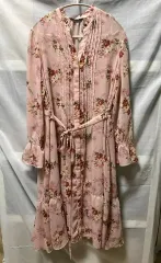 (在庫整理 特価) へジス ピンク フラワー シフォン ワンピース ミディ丈