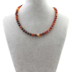 シンプルストーンネックレスメノウ（アゲート）【丸玉】8mm【天然石ビーズパワーストーン】