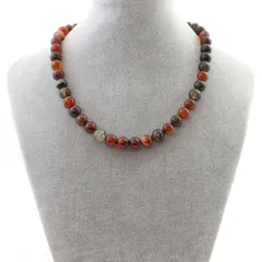 シンプルストーンネックレスメノウ（アゲート）【丸玉】10mm【天然石ビーズパワーストーン】