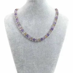 シンプルストーンネックレスアメトリン【丸玉】8mm【天然石ビーズパワーストーン】