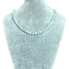 シンプルストーンネックレス アクアマリン【ダイヤカット】8mm【天然石 ビーズ パワーストーン】