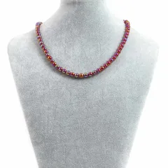 シンプルストーンネックレスレッドアゲートオーラ【丸玉】6mm【天然石ビーズパワーストーン】