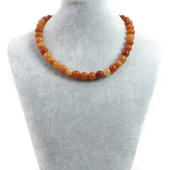 シンプルストーンネックレスオレンジアベンチュリン【丸玉】10mm【天然石ビーズパワーストーン】