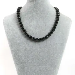 シンプルストーンネックレスブラックトルマリン【丸玉】10mm【天然石ビーズパワーストーン】