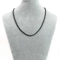 シンプルストーンネックレスブラックスピネル【ボタンカット】2×3mm【天然石ビーズパワーストーン】