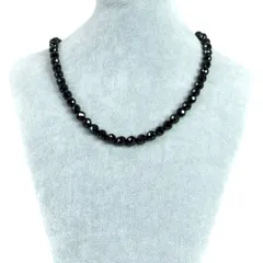 シンプルストーンネックレス ブラックスピネル【カット】8ｍｍ【天然石ビーズパワーストーン】
