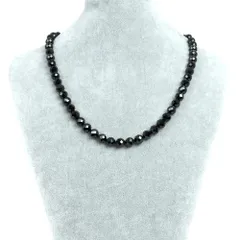 シンプルストーンネックレス ブラックスピネル【カット】8ｍｍ【天然石ビーズパワーストーン】