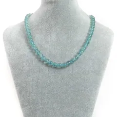 シンプルストーンネックレスブルーフローライト【丸玉】8mm【天然石ビーズパワーストーン】