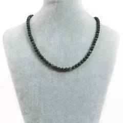 シンプルストーンネックレスブラッドストーン【丸玉】6mm【天然石ビーズパワーストーン】