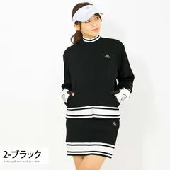 ゴルフウェア レディース 上下セットアップ gs GOLF ジップアップジャケット スカート ライン切替 ニット素材 おしゃれ かわいい 韓国系 秋冬 ブランド ldset9 2-ブラック