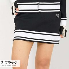 Women's Golf Skirt, Golf Wear, gs GOLF, Knit Material, Striped Design, Stylish, Autumn/Winter/Spring/Summer, Brand, Cute, Korean Style, sk15, 2-Black