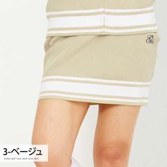 Golf skirt for women, golf wear, gs GOLF, knit material, striped design, stylish, autumn/winter, spring/summer, brand, cute, Korean style, sk15, 3-beige