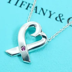 極美品 ティファニー ラビングハート ピンクサファイア ネックレス24-5086