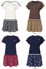 フィラ FILA テニス ワンピース レディース ウェア テニスウェア 半袖 バックホールメッシュ テニスラケットプリント 吸湿 吸水 速乾 UV 部活 練習 トレーニング  VL2952 04 グレー