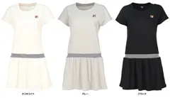 フィラ FILA テニス ワンピース レディース ウェア テニスウェア 半袖 ミニワッフルストレッチ 吸水 吸湿 速乾 ストレッチ UV 部活 練習 トレーニング トレーニングウェア  VL2945 02 オフホワイト