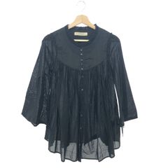 訳あり美品 スズキタカユキ リネン混 ギャザーブラウス バックスリット 