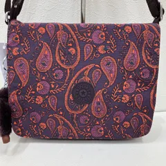 6567　Kipling キプリング　ショルダーバッグ　ペイズリー　チャーム付き　モンキー　ゴリラ　レディース　軽量　ポケット多数　小さめ　ミニ　紫　パープル　Zrine　Peach Paris Pr