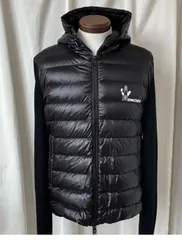 MONCLER モンクレール 2020年製 CARDIGAN TRICOT  ロゴプリント コットンニット切替  ナイロン ダウンジャケット ブルゾン ブラック  Mサイズ カーディガン フード 希少 ハイブリッド