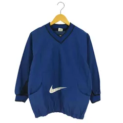 ナイキ NIKE 90s 銀タグ ロゴプリント Vネック ナイロン プルオーバー メンズ  M(10-12)