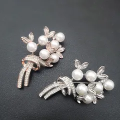 ブローチ パール コサージュ 花束A シルバー ローズゴールド 卒業式 入園式 結婚式