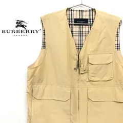 【美品!!】 BURBERRY LONDON バーバリー ロンドン フィッシングベスト ノバチェック ベージュ ナイロンジャケット フリーサイズ アパレル 古着 アウター メンズ