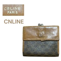 CELINE セリーヌ トリオンフ金具 がま口 二つ折財布 レザー×クロコ型