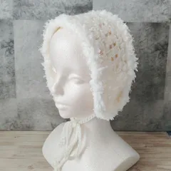 イヤーマフ　手編み　クロシェ　耳当て　バブーシュカ　ヘアアクセサリー　ヘッドドレス　ファー　かわいい