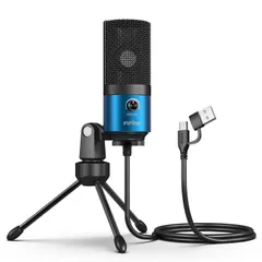 FIFINE USBマイク コンデンサーマイク PC用マイク ネット通話 ゲーム配信 在宅勤務 ボイズチャット 単一指向性 音量調節可能 三脚マイクスタンド付属 パソコンのWindows/Mac対応 青 K669L