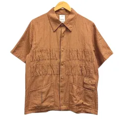 【中古】ビズビム VISVIM シャツ ストライプ コットン シルク混 0120105011018 半袖 3 茶 ブラウン 黄 イエロー メンズ ビズビム VISVIM シャツ ストライプ コットン シルク混 0120105011018