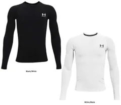 アンダーアーマー UNDER ARMOUR UAヒートギアアーマー ロングスリーブ シャツ キッズ 長袖 トップス ベースレイヤー アンダーシャツ 抗菌 通気性 ストレッチ トレーニング ジュニア 子供 あんだーあーまー  13 100 WHITE/BLACK