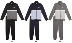 プーマ PUMA ポリ カラーブロックスーツ メンズ セットアップ 上下セット トラックスーツ ジャージ レギュラーフィット 長袖 ウェア ジャケット ロングパンツ トレーニング  687659 16 NEWNAVY