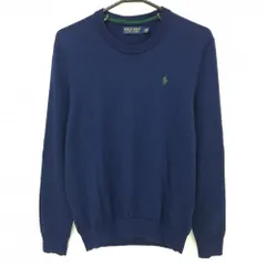 【美品】ポロゴルフ セーター ネイビー ロゴグリーン ウール100％ ニット メンズ S ゴルフウェア Ralph Lauren