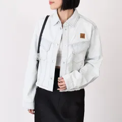 KENZO ケンゾー デニムジャケット ルーズフィット オーガニックコットン FC52DV2316FA ジャケット レディース ブルー タイガー ロゴ Gジャン 羽織 クロップド丈 春 秋