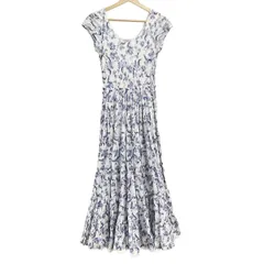 MARIHA(マリハ) ワンピース レディース - 白×パープル×ネイビー 半袖/ロング/ボタニカル柄